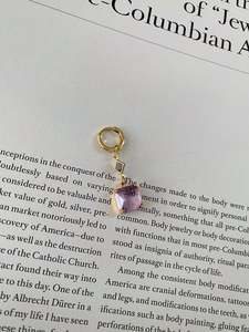 Lavender Crystal Hoop Drop Earrings