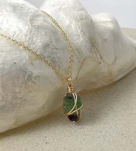 Silver Necklaces: Rainbow Fluorite Gold