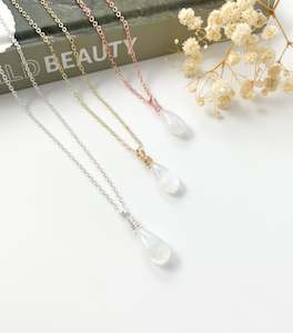 All Available Crystal Jewellery: Rainbow Moonstone Drop - 16 inch