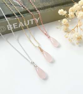 All Available Crystal Jewellery: Rose Quartz Drop - 18 inch