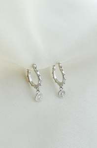 Crystal Earrings: Sunrise Huggies Silver