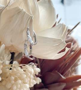 Crystal Earrings: Luna Light Opal Huggie Silver