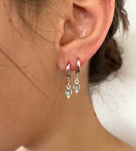 Crystal Earrings: Labradorite Huggies Silver