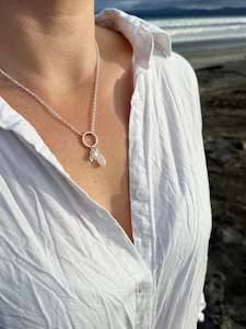Silver Necklaces: Moonstone + Pearl Charm Necklace
