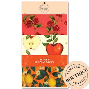 Sets Of 3 Beeswax Wraps: Orchard Fresh Fruit - Set of 3 Beeswax Wraps