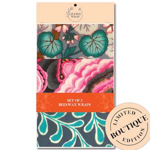 Sets Of 3 Beeswax Wraps: Geraniums and Gemstones - Set of 3 Beeswax Wraps