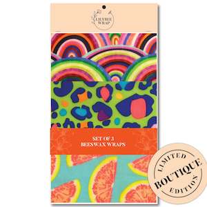 Over a Technicolour Rainbow - Set of 3 Beeswax Wraps