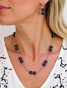 Products: Midnight Blue Freshwater Pearl Necklace Set