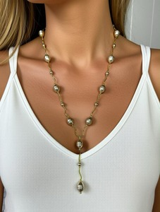 Golden Harmony Y-Drop Statement Necklace