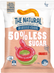 The Natural Confectionery Co. 50% Less Sugar* Snakes 130g