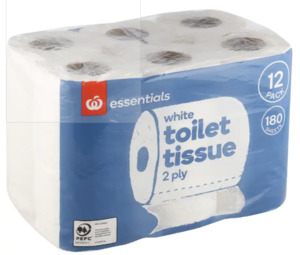 Groceries: Essentials Toilet Paper 12pk White 2ply