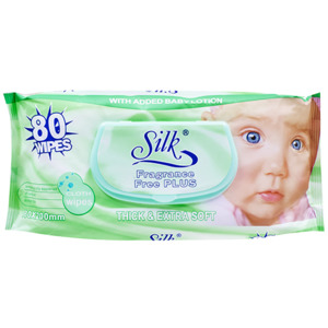 Silk Baby Wipes Thick Fragrance Free 80s