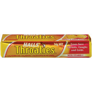 Halls Throaties Honey & Lemon SPECIAL $14.00 + GST (INNER 20)