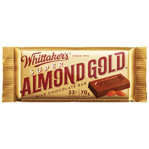 Premium Bars: Whittaker's Super Almond Gold Milk Chocolate Bar 70G