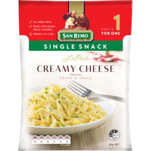 Pasta Rice: San Remo La Snack Single Snack Creamy Cheese Pasta & Sauce 80g