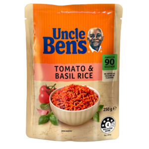 Pasta Rice: Uncle Ben's Tomato & Basil Microwave Rice Pouch 250g