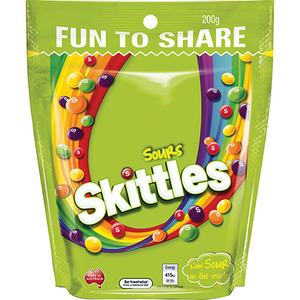 Chocolate Bags: Skittles Sours Confectionery 190G