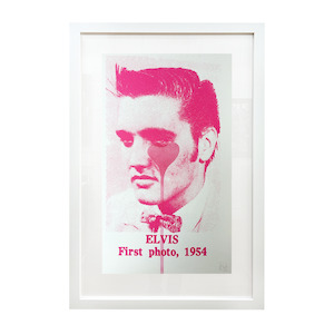 Pure Evil Screenprints Limn Gallery Urban Art Nz: Pure Evil - Elvis First Photo 1954 - Pink Heart