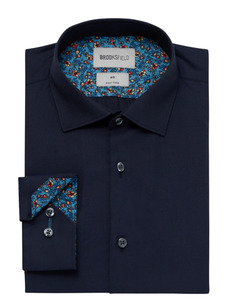 Brooksfields Shirting: Brookfields Easy Care Navy BFC2604