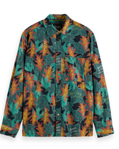 Mens Dress Shirts: Structured Printed Shirt-Camo Leaf
