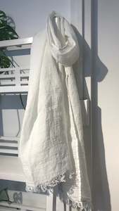 Accessories: Linen Blend Striped Scarf 210x45cm