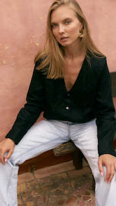 Womens Linen Shirts: Blair Shirt Black Linen