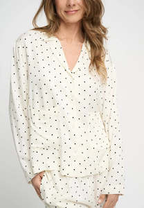 Hope shirt silky Ecru/black dots