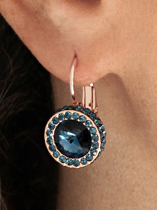 Round Wheel Crystals French Earrings