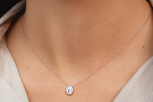 Jewellery: Millo Fine Chain Necklace with Oval Crystal Pendant