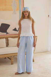 Alma Shirred Top - Cotton poplin White