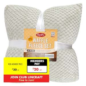 2-Piece Waffle Fleece Set Cushion Throw