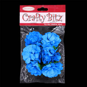 Crafty Bitz Flower with Stem, Pale Blue- 6pk