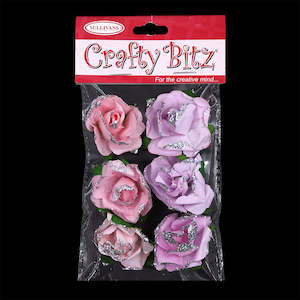 Flowers Feathers And Masks: Crafty Bitz Glitter Assorted Stick On- 6pk