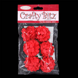 Flowers Feathers And Masks: Crafty Bitz Flower with Stem, Red- 6pk