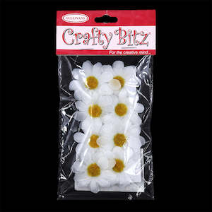 Flowers Feathers And Masks: Crafty Bitz Daisy Flowers, White- 8pk
