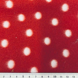 Fleece Fabrics: Printed Polar Fleece Fabric, Red With White Dot- 150cm Width