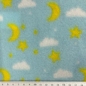 Fleece Fabrics: Printed Polar Fleece Fabric, Moon Star Cloud- 150cm Width