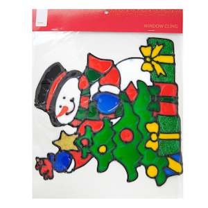 Christmas Novelty: Christmas Window Cling, Snowman And Tree- 30x0.16x33cm