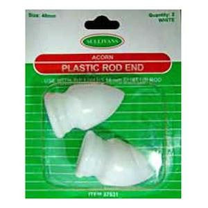 Curtain Accessories: Sullivans Finial for 16mm Rods, White- 2pcs