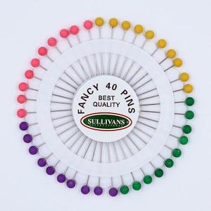Sullivans Plastic Head Pins, 38mm Assorted Fluro- 40pc