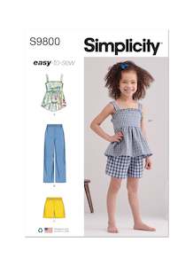Simplicity Pattern 9800 Children's Top, Pants and Shorts