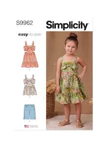Simplicity Pattern 9962 Children's Dress, Top and Shorts