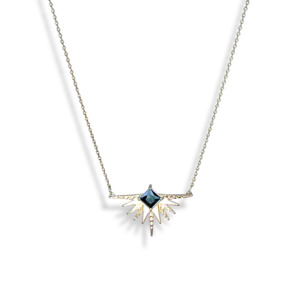A Dusting Of Jewels: A Dusting of Jewels - Solar Necklace | Platinum with Black Stone