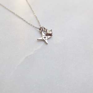 A Dusting Of Jewels: A Dusting of Jewels - Tiny Star Necklace with Embellishment | Silver