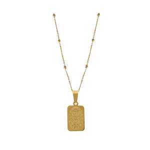 Saint Necklace (Rectangle) | Gold w Starseed Ball Chain
