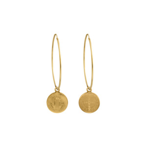 Saint Charm Hoop Earrings | Gold
