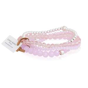 Beaded Bracelet Set  | Blush Cut Glass