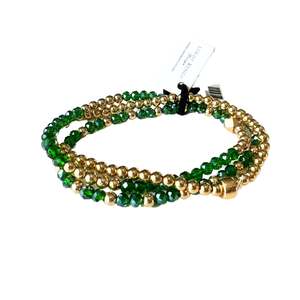 Lkd Classic: Beaded Bracelet Set  | Emerald and Gold