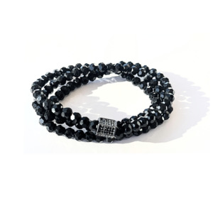 Beaded Bracelet Set  | Luxe Black Triple Wrap
