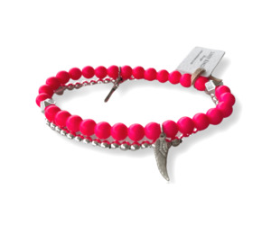 Lkd Classic: Beaded Bracelet Set  | Hottie Pink and Silver